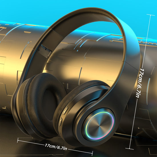 3-in-1 Wireless Headphones, Headphones Wireless Headset, Colorful LED Lights Soft Over Ear Foldable Headset, Wired for Game/School/Tablet Computer/Cellphones/Travel, Headband Headphones, Headphones Noise Cancelling, Headphone