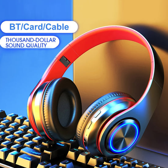 1pc Over-Ear Wireless Headphones, Foldable Gaming Headset with Microphone, Active Noise Cancellation, Foldable Design for Comfortable Wear, Longer Standby Time, Seven Colors Gradient Light Effect, Compatible with Computers/Mo