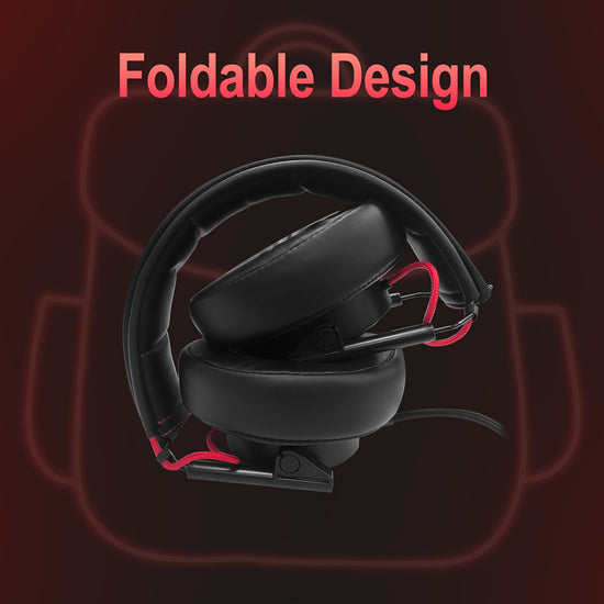 Colusi M21 Gaming Headphones with Microphone for PC, PS4, PS5, And Laptops, Wired Over-Ear Design - Compact And Collapsible - 3.5Mm Audio Connector - Red