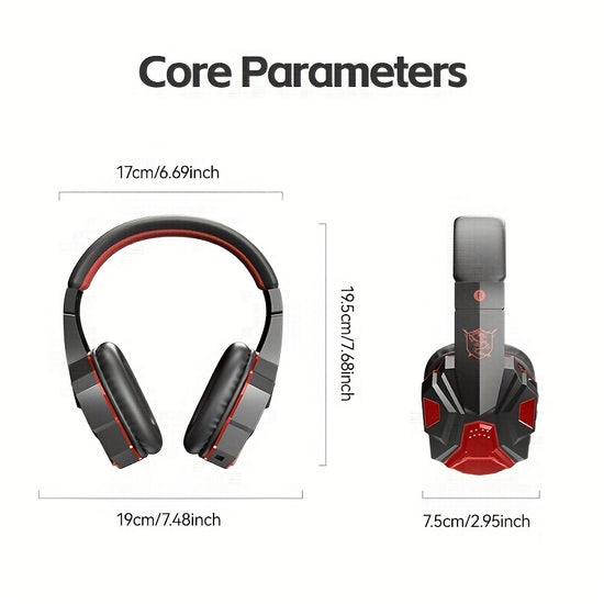 High-Quality Glowing Gaming Headset with Wireless Capabilities, Suitable for Calls, Adjustable, And Allows Seamless Switching Between Wired And Wireless Listening with Physical Noise Cancellation