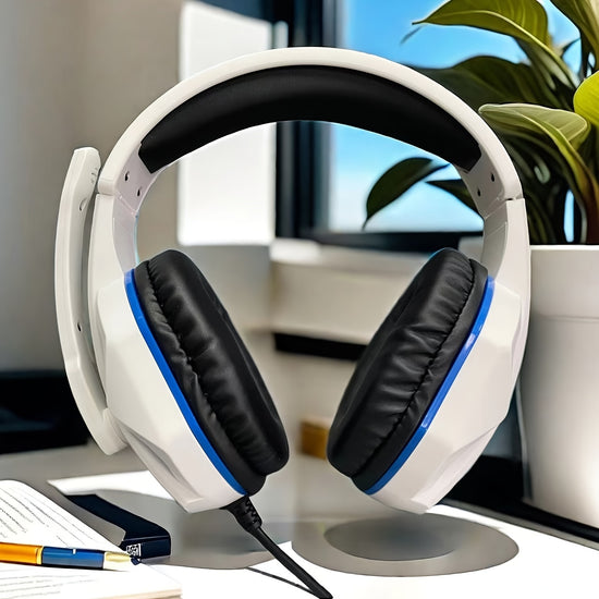 H4 Over-Ear Headphones with Deep Bass, Wired, Suitable for Internet Cafes, Gaming, Music Playback, Online Classes on Mobile, And General Use with Desktop And Laptop Microphones for Both Men And Women
