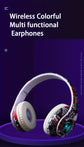 Graffiti-Style Wireless Over-Ear Headphones with Trendy Lighting Effects, Supporting Card Insertion, Wired And Wireless Functions, Comes with a TYPE-C Charging Cable And a 3.5Mm Audio Cable, Featuring Cool Lighting