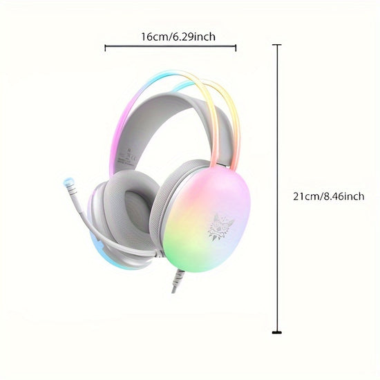 ONIKUMA X25 Wearable Gaming Earphones with Microphone | Fully Illuminated RGB, Noise Reduction 7.1 In-Ear Surround Sound, Wired 3.5mm Jack for PS4, PS5, Xbox One, PC - Non, USB Powered