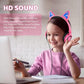 Aputue Cat Ear Headphones with LED Light Up Kitten Ears, Wired Headset with 85dB Volume Limiter, Adjustable Kitty Ear Earphones for Girls & Boys, Compatible for Tablet, PC, Smartphone