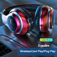 3-in-1 Wireless Headphones, Headphones Wireless Headset, Colorful LED Lights Soft Over Ear Foldable Headset, Wired for Game/School/Tablet Computer/Cellphones/Travel, Headband Headphones, Headphones Noise Cancelling, Headphone
